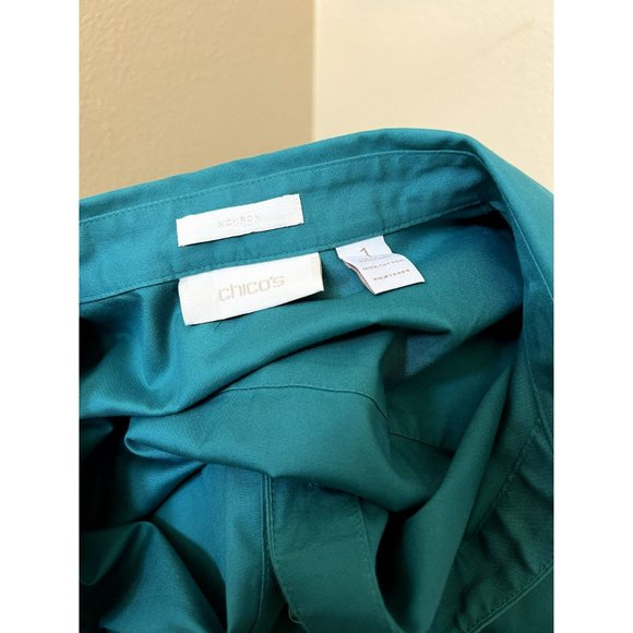 Chico's Women's No Iron Shirt Long Sleeve Blue Collared Size 1/8/Small - Picture 4 of 4